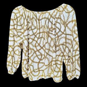 Michael Kors Gold Chain Blouse Top